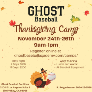 November 24th-26th, 9:00 AM - 1:00 PM (Ghost Baseball Facilities)